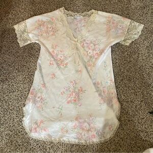 Christian Dior Nightgown Vintage Floral 1980s 80s Lace Bow